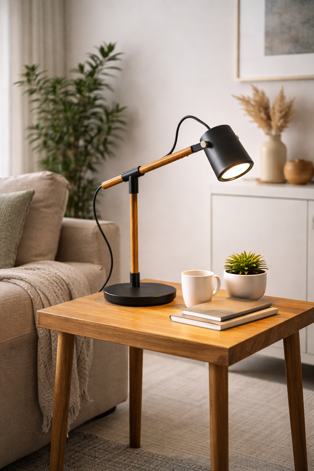 Sobremesa tilt BRANCH GU10 9W Negro Madera roble