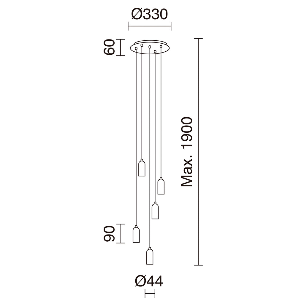 Suspensión A TU ESTILO E27 5x60W Cromo – Ref. 717F-G05X1A-32