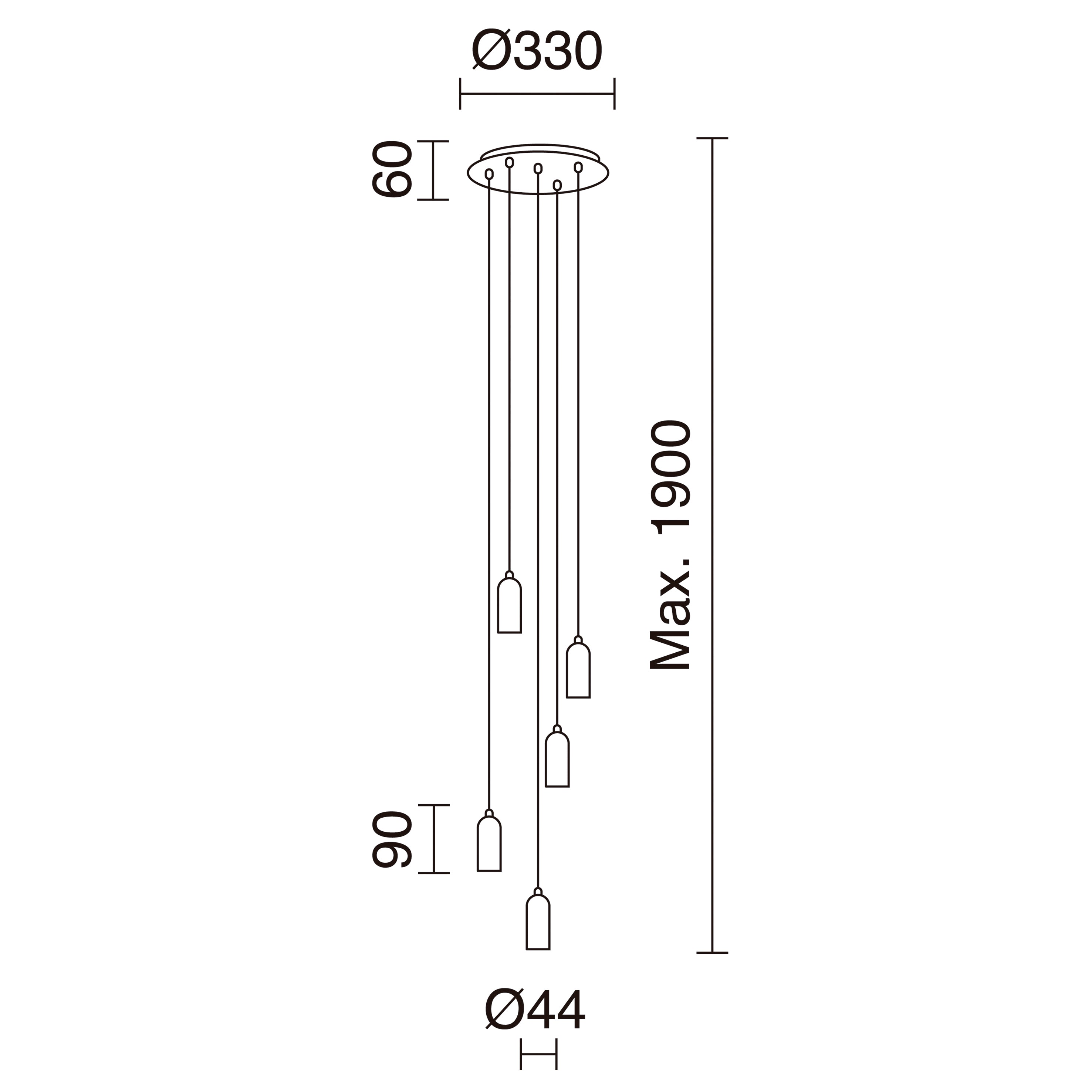 Suspensión A TU ESTILO E27 5x60W Cromo – Ref. 717F-G05X1A-32
