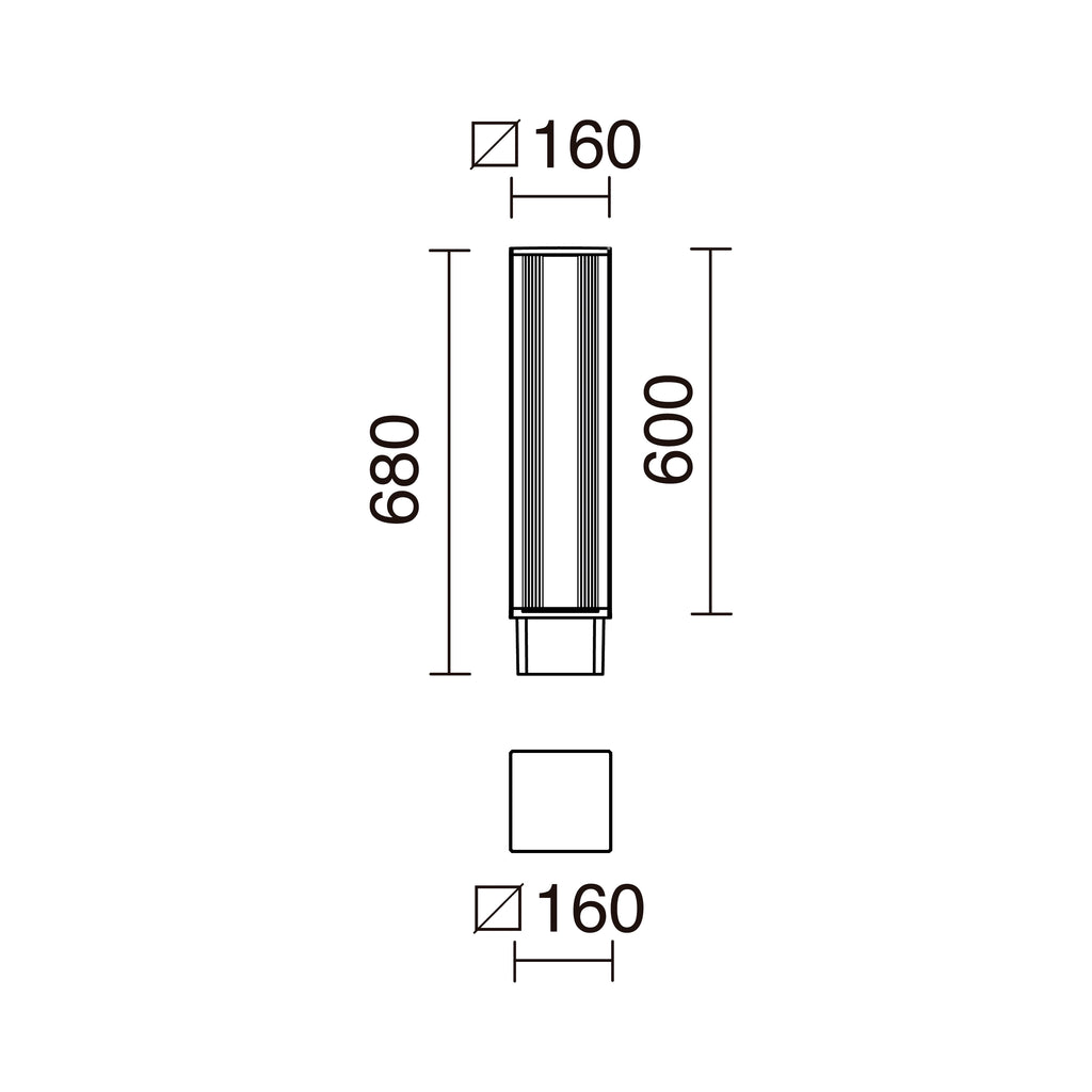 Baliza AURA IP65 LED SMD 34W 5240lm(2450lm) CRI80 4000K 120º 680mm Negro – Ref. 932A-L3333B-02