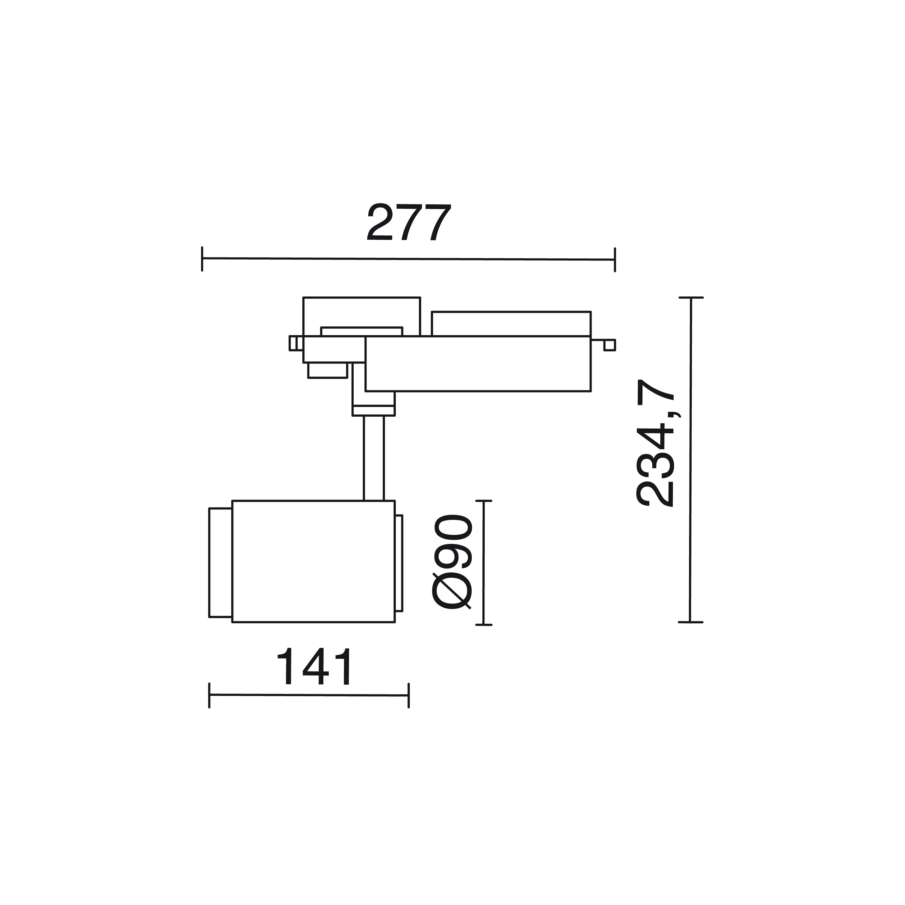 Proyector carril tilt LIRA LED COB 26W 1950lm CRI80 3000K 15º Negro – Ref. 812D-L3130B-02