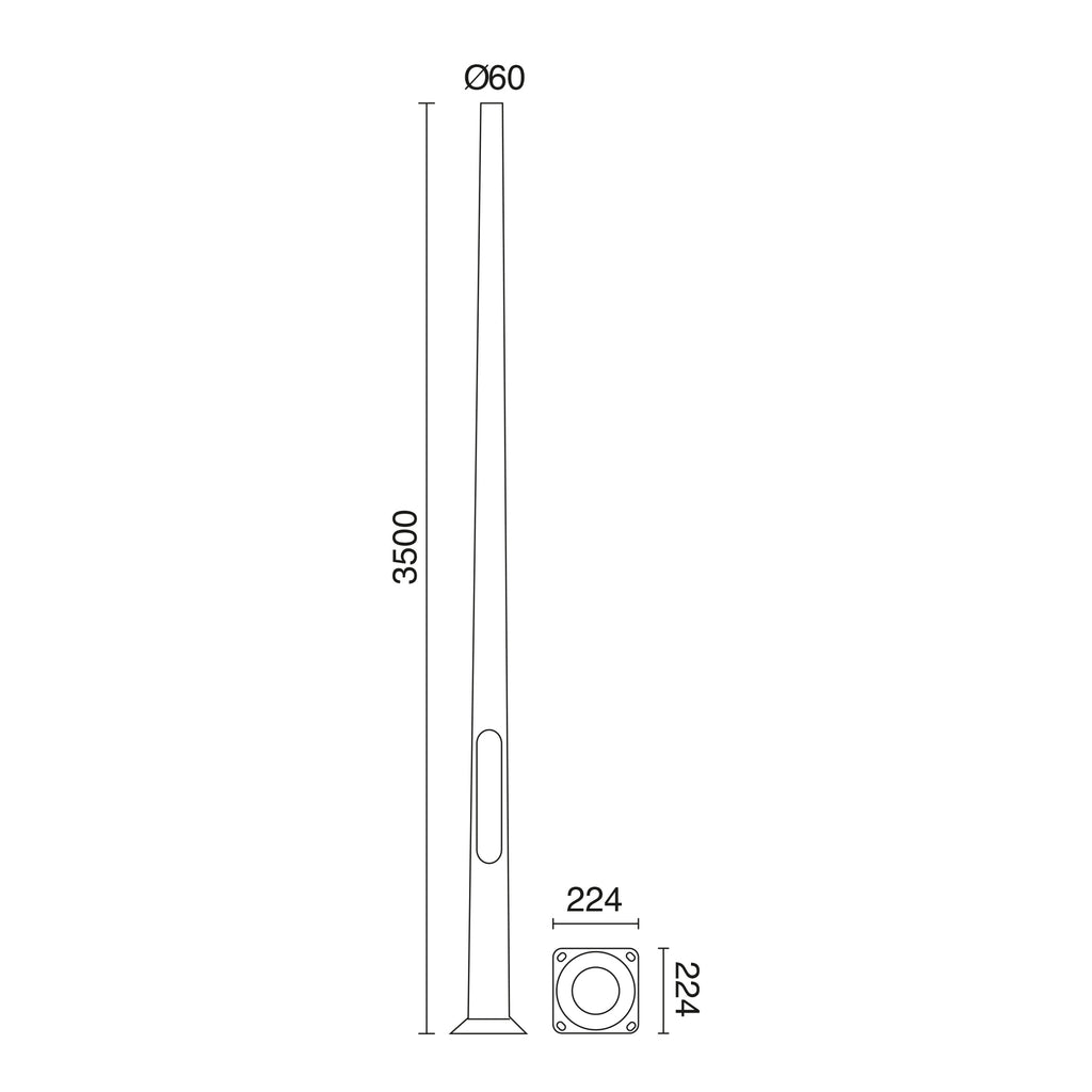 Poste TopØ60 POSTES 3500mm Aluminio anodizado – Ref. C03C-32-39