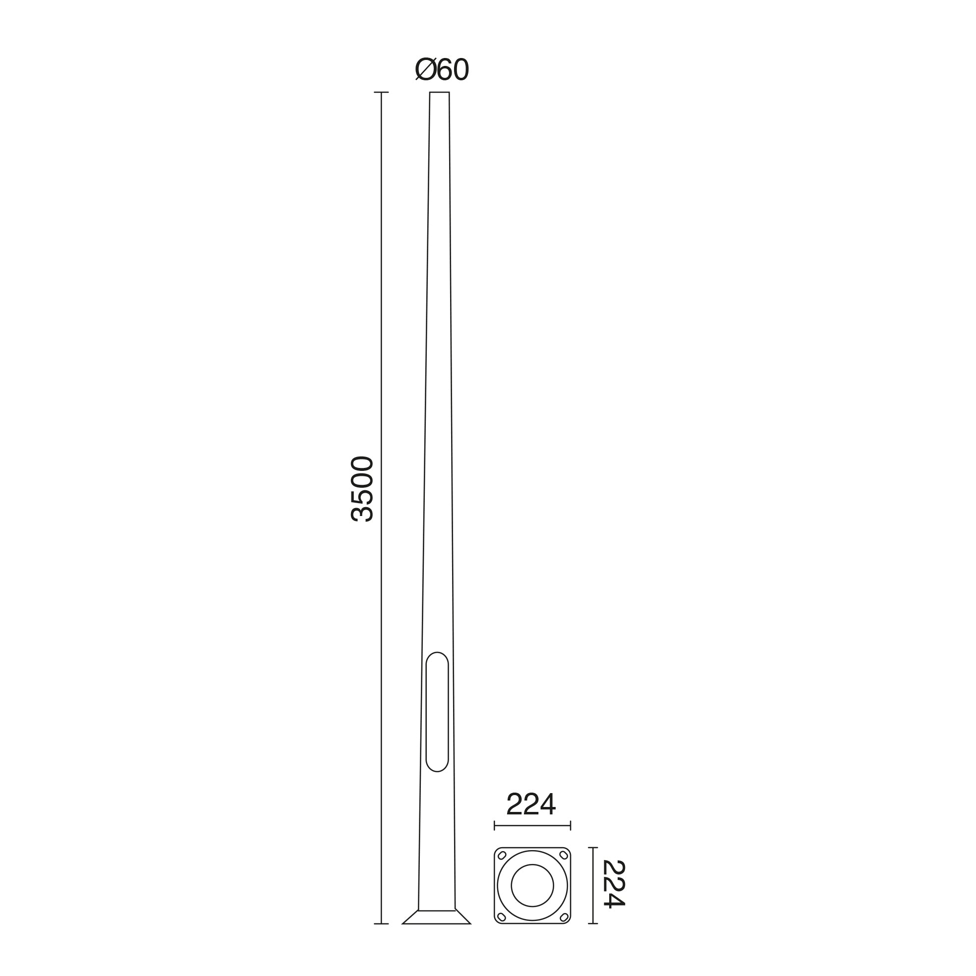 Poste TopØ60 POSTES 3500mm Aluminio anodizado – Ref. C03C-32-39
