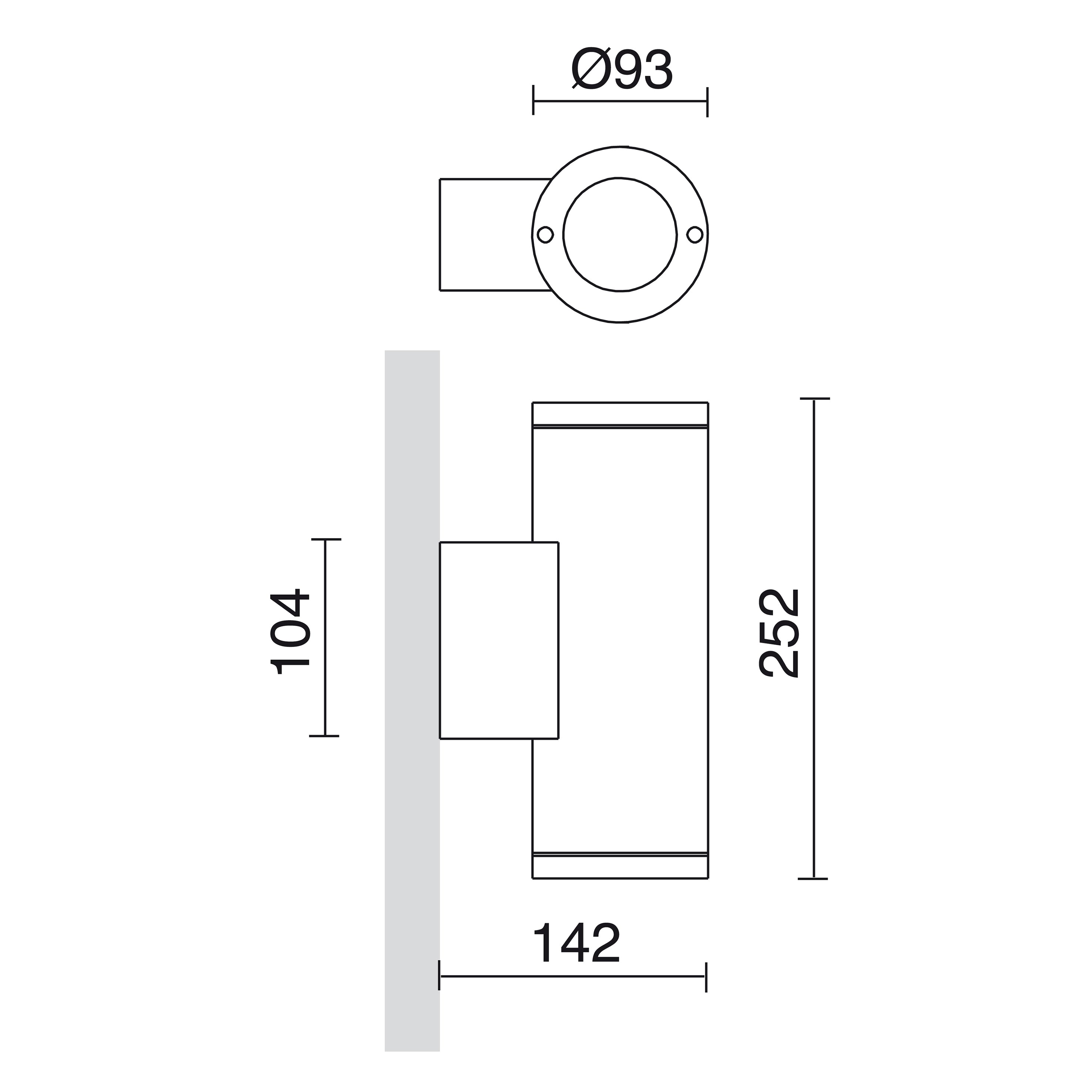 Aplique SETH Round IP65 LED SMD AC 2x4W 510lm CRI80 4000K up-down Marrón óxido – Ref. 399B-L0208B-90