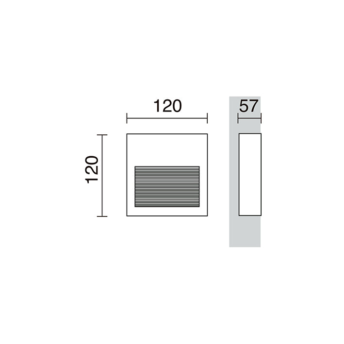 Empotrable pared SLIM Square IP65 LED SMD 3W 367lm(86lm) CRI90 3000K 42º/85º Gris – Ref. 289B-L0104B-03