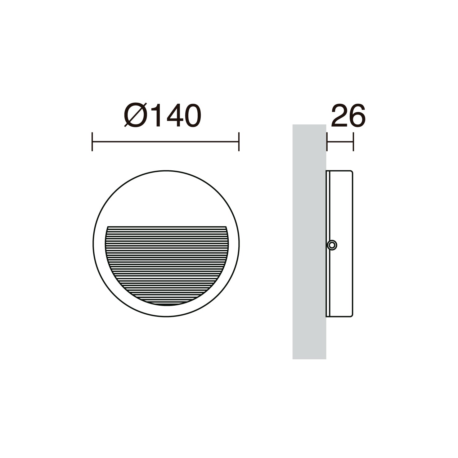 Aplique asimétrico SLIM Round IP65 LED SMD 4W 575lm(136lm) CRI90 4000K 42º/85º Gris – Ref. 580C-L0204B-03