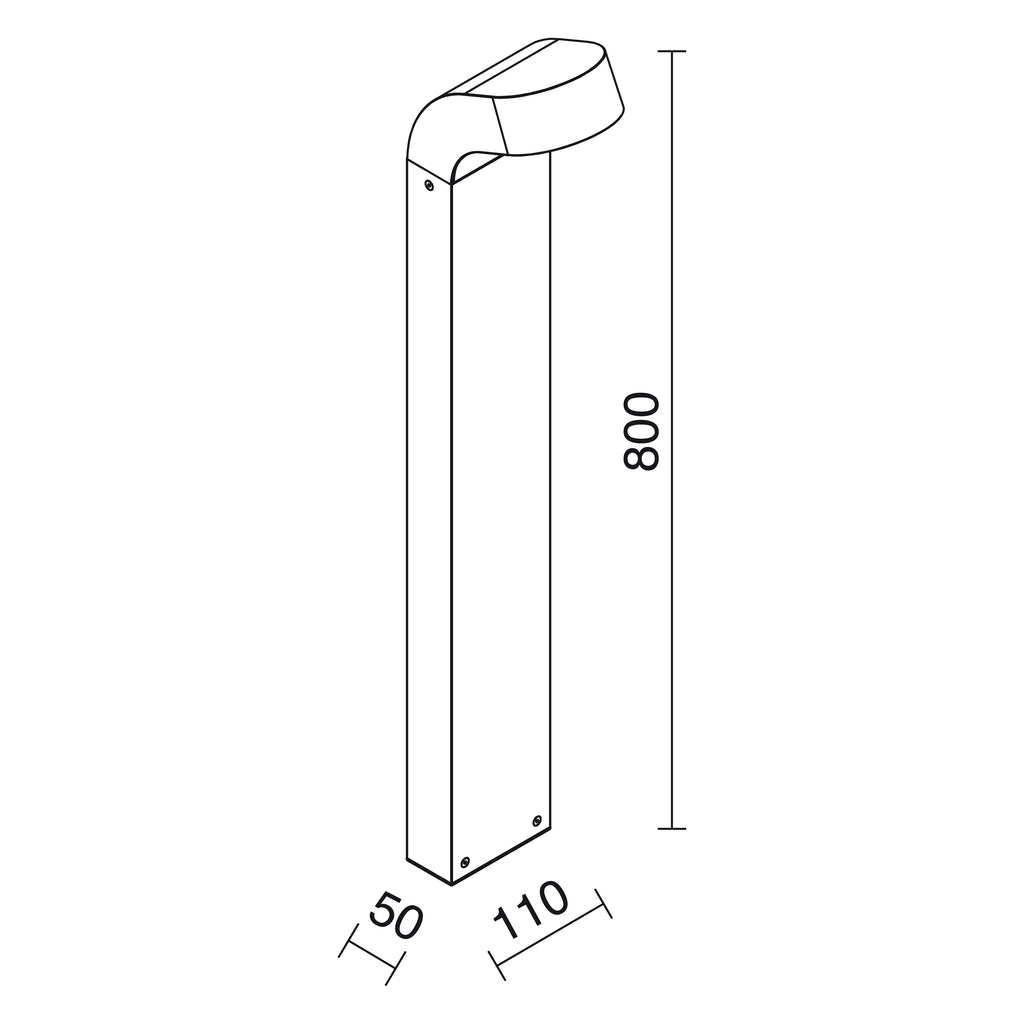 Baliza STICK IP54 LED COB AC 8.60W 978lm CRI80 3000K 800mm Gris – Ref. 663A-L0113B-03