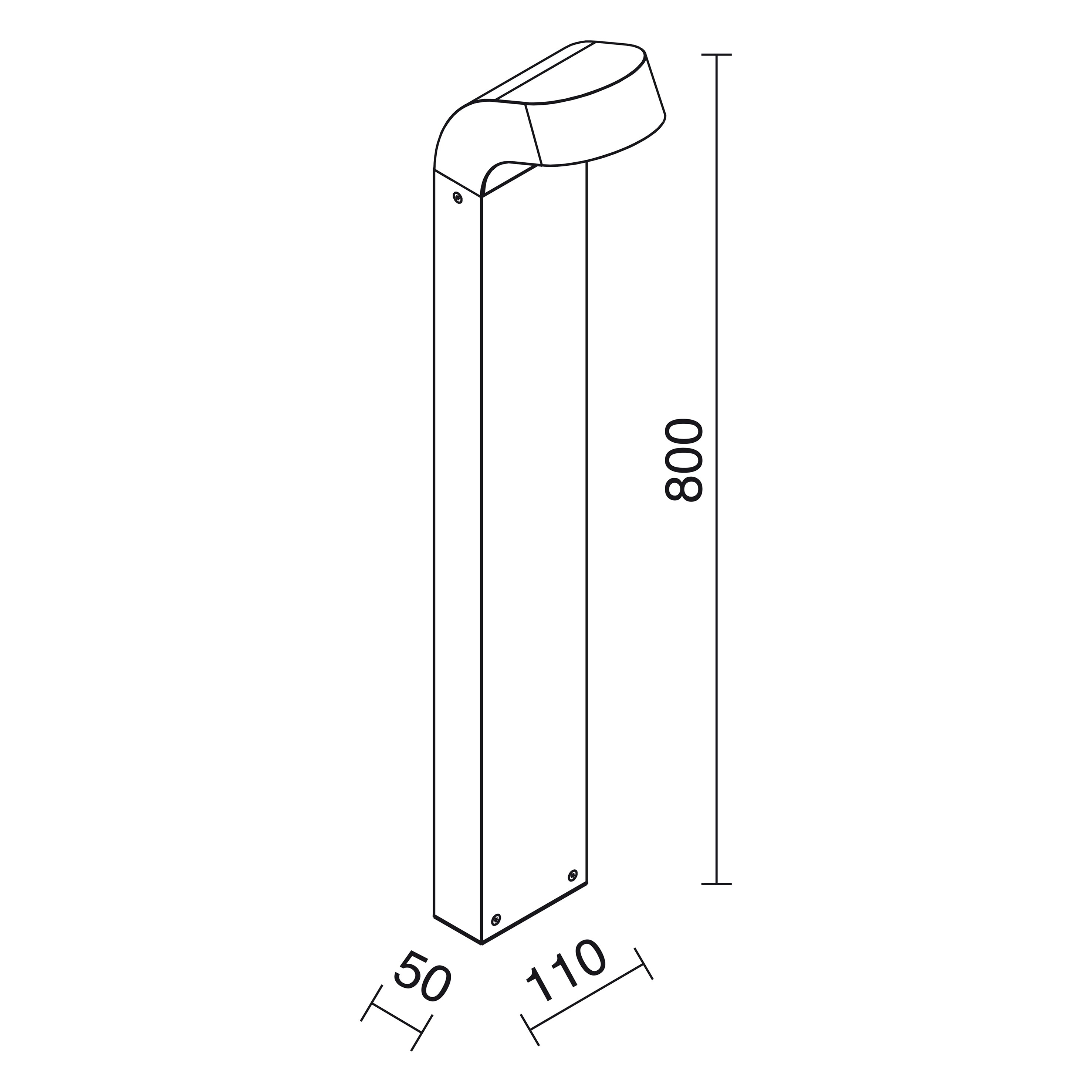 Baliza STICK IP54 LED COB AC 8.60W 978lm CRI80 3000K 800mm Gris – Ref. 663A-L0113B-03
