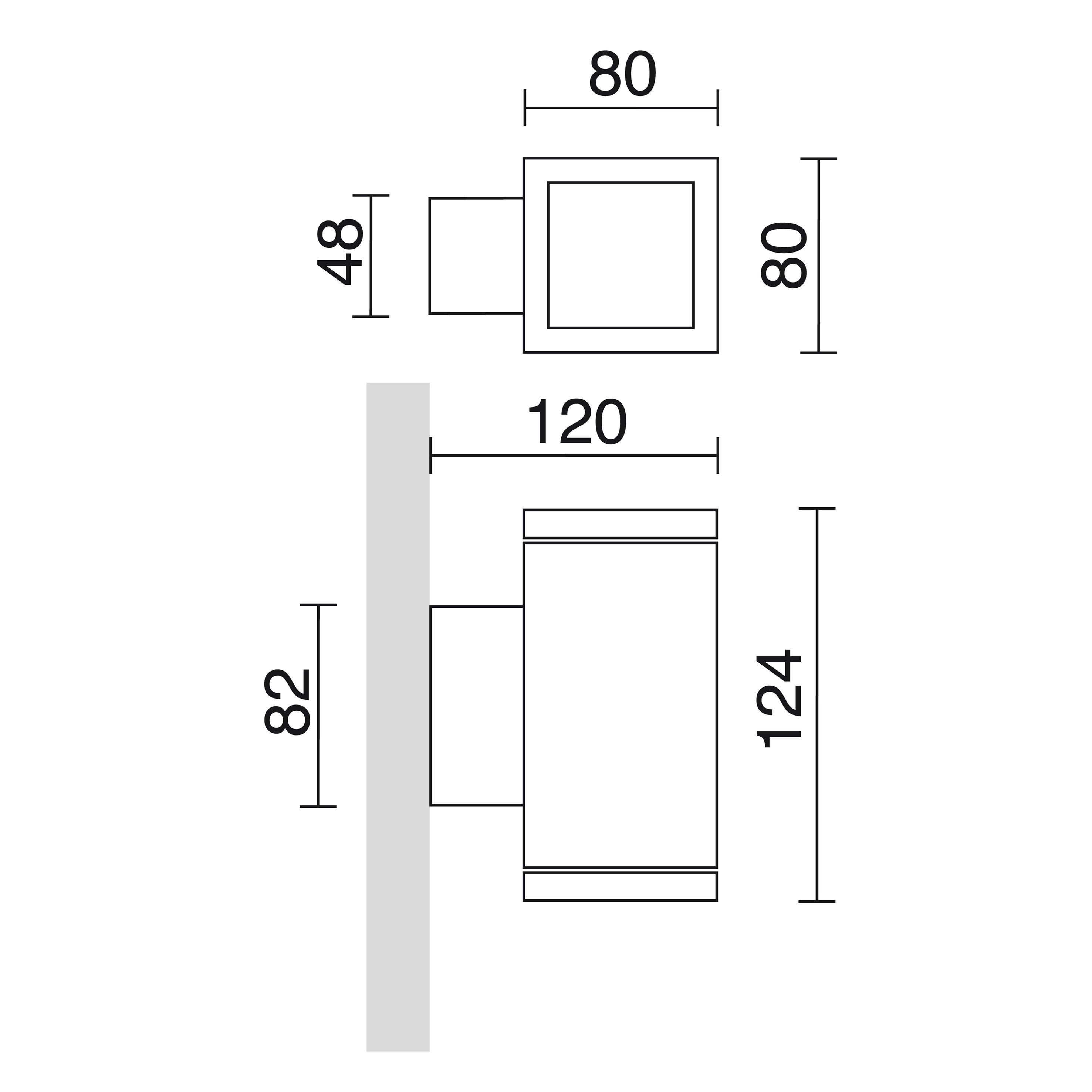 Aplique SETH Medium Square IP65 LED SMD AC 4W 510lm CRI80 4000K Antracita – Ref. 398A-L0205B-04