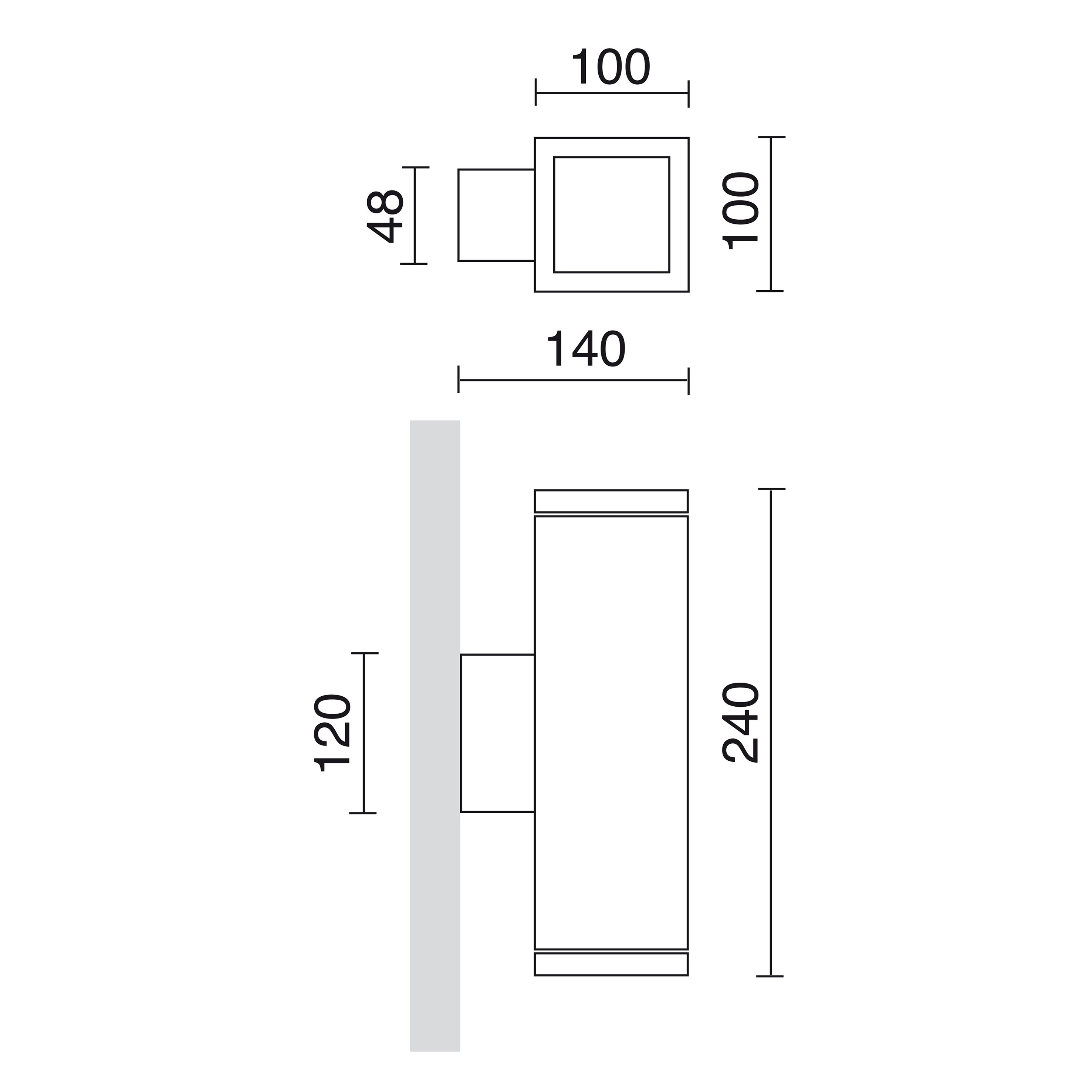 Superficie SETH Square IP65 LED SMD AC 2x8.70W 1120lm CRI80 4000K up-down Marrón óxido – Ref. 398C-L02G9B-90