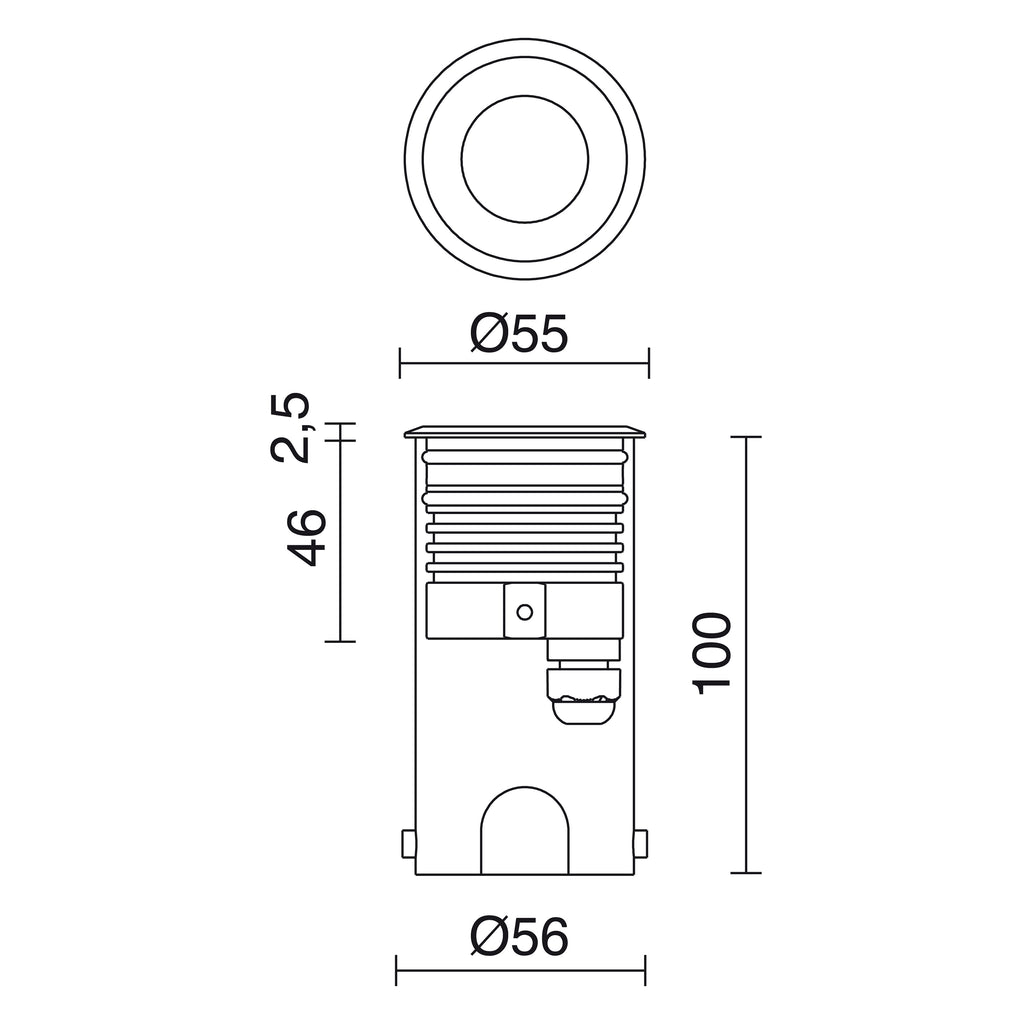 Empotrable suelo VIBO IP67 LED COB 3W 290lm CRI80 4000K 30º Inox – Ref. 477C-L0203M-30